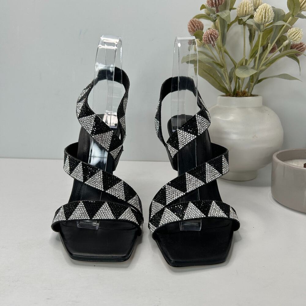 Schutz Jodie Shine Strappy Sandal Hematite Crystal Women's US 6.5B NWOB